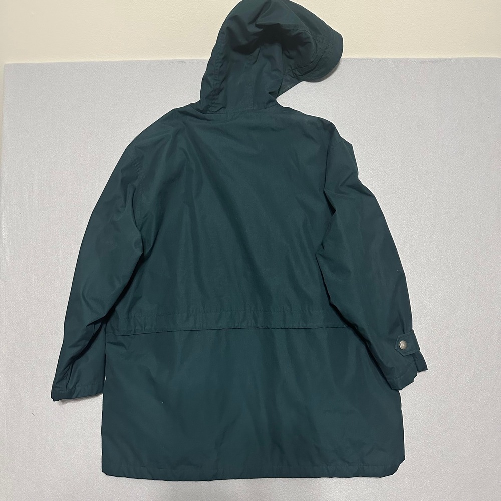 Eddie Bauer Womens Green Hooded Parka Jacket Fleece Lined Hiking Vintage Style - Picture 2 of 5
